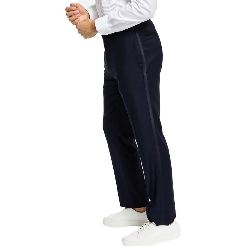 Alfani Tuxedo Pants Mens 30 x 30 Navy Slim Diamond Grid Alfatech Travel NWT $135